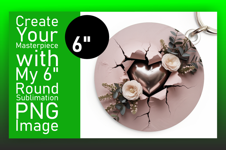 Bright Round Design for Sublimation , 3D Heart