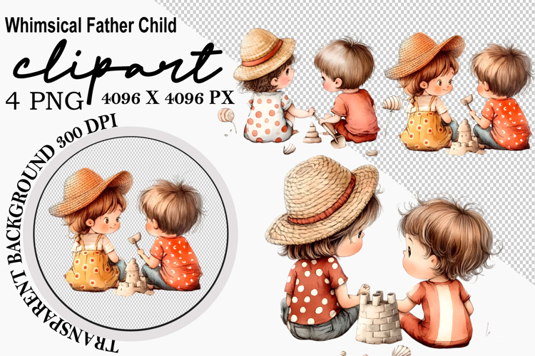 Whimsical Father Child Clipart png Watercolor png