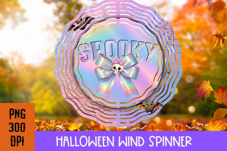 Spooky Wind Spinner PNG, Iridescent Halloween round sign PNG