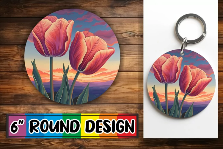 Colorful Vintage Bloom Sublimation Assortment - Round Design