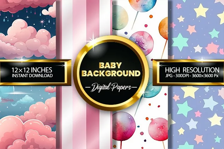 Baby Background Digital Papers - 04 Variations