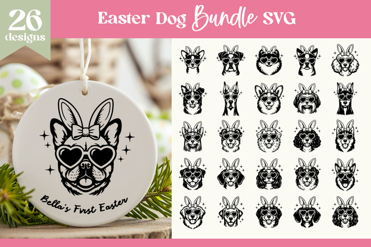 Cute Easter Dog SVG Bundle | Coquette Easter Dog Sublimation