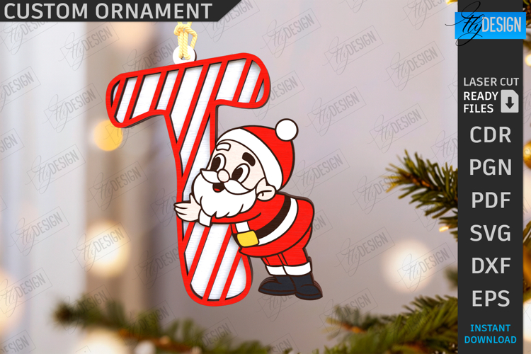 Christmas Letter Ornament|Hanging Christmas Monogram SVG|CNC