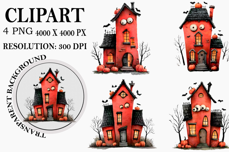 Whimsical Spooky Halloween Clipart Watercolor PNG