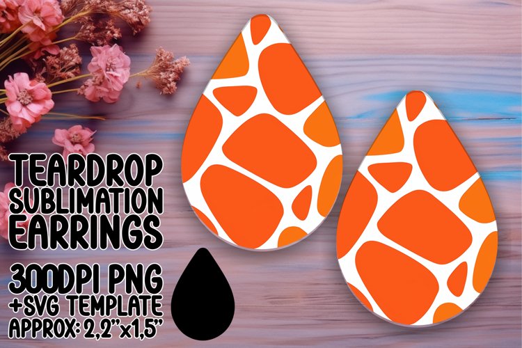 Neon Blaze Teardrop Earring Sublimation Design example image 1