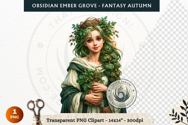 Dark Autumn Fantasy Clipart PNG for RPG Obsidian Ember Grove