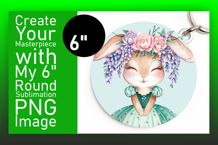Creative Round Design Keychain Template , Cute Bunny