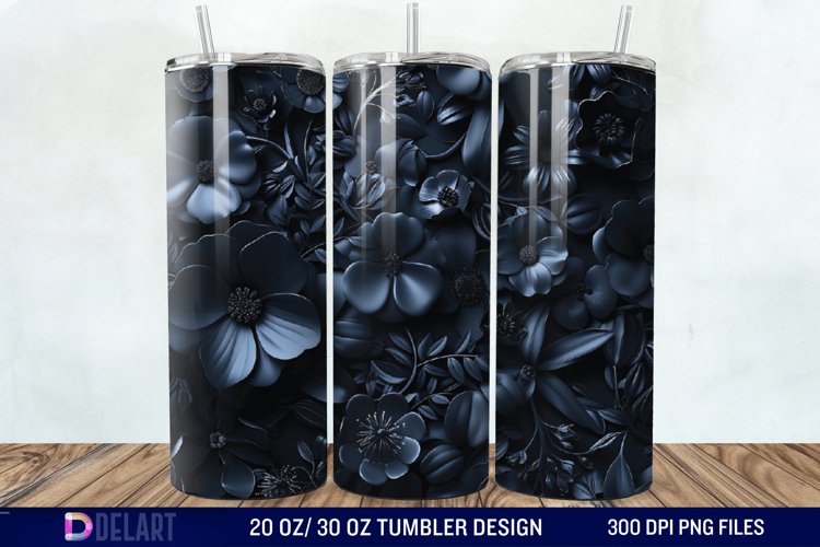 3d Dark floral Tumbler Wrap