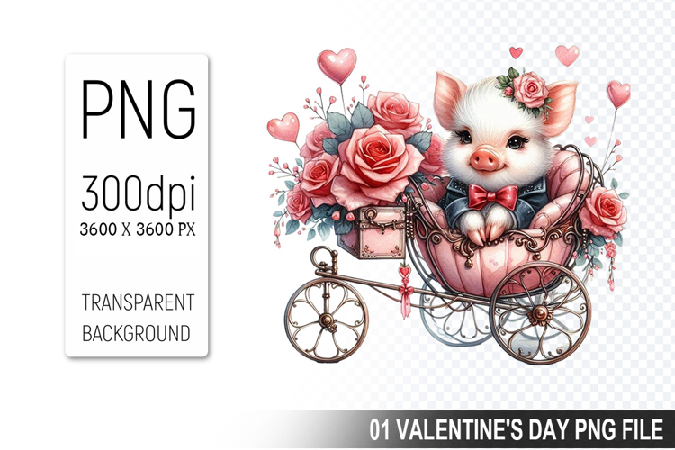 Valentines Cute Pig Clipart PNG, Pig Graphic For Crafts