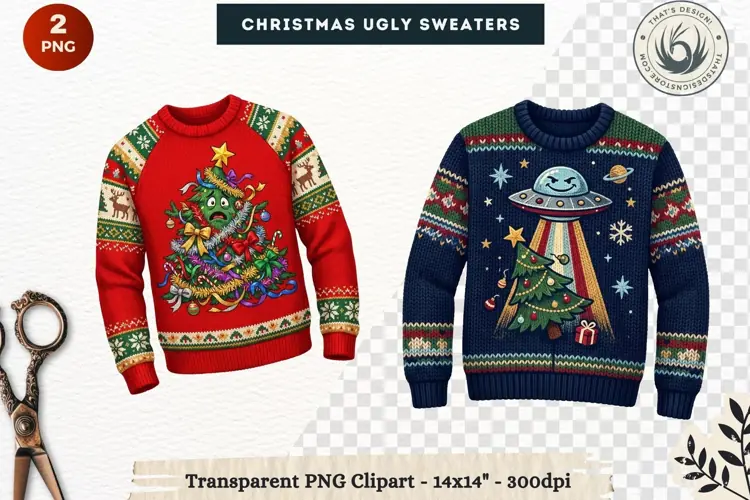 Christmas Ugly Sweaters Clipart Holiday Winter Sweater PNG