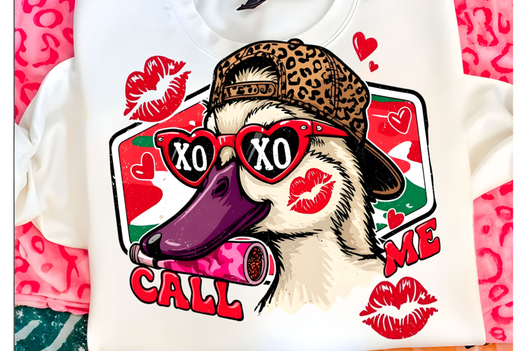 Call Me XO XO Funny Valentine Duck PNG