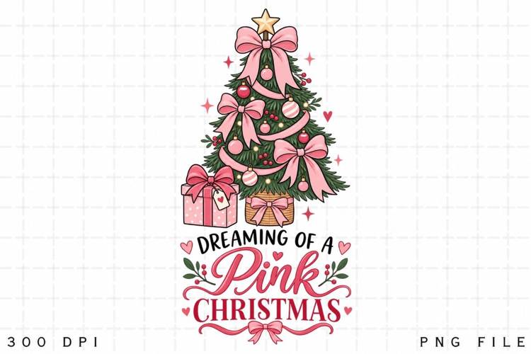 Dreaming Of A Pink Christmas PNG Sublimation Design