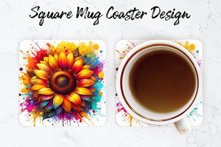 Sunflower Mug coaster | Coaster | Sublimation example image 1