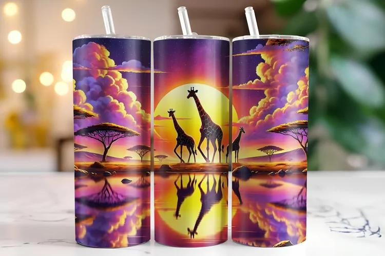 Sunset & Giraffe Tumbler Wrap | Sublimation | Tumblers