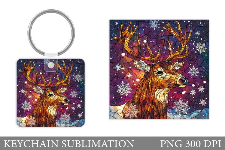 Christmas Deer Keychain. Christmas Keychain Sublimation