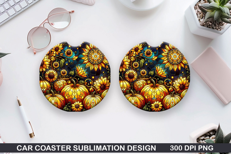 Pumpkin Car Coaster Sublimation| Halloween Coaster PNG
