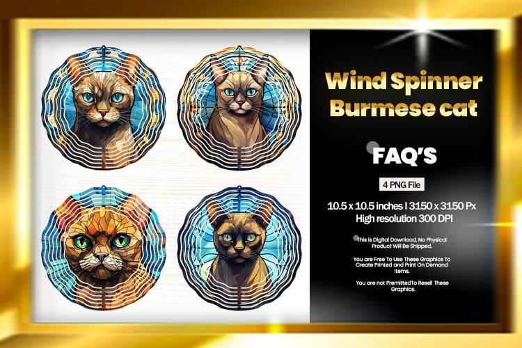 Burmese Cat Wind Spinner Sublimation - 04 Variations example image 1
