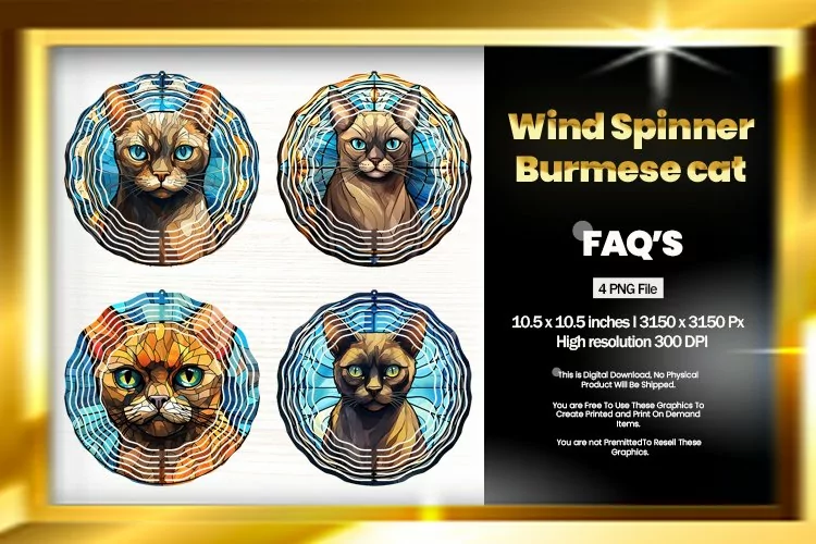Burmese Cat Wind Spinner Sublimation - 04 Variations