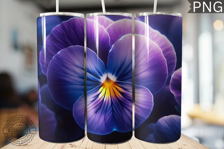 Pansy Flower Tumbler Wrap - Tumbler Design