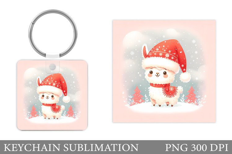 Christmas Lama Keychain. Cute Lama Keychain Design example image 1