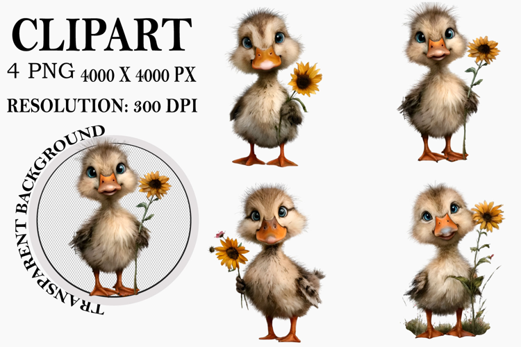 Whimsical Sunflower Animals Clipart Watercolor PNG