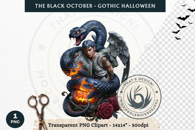 The Black October Gothic Halloween Clipart, Horror character