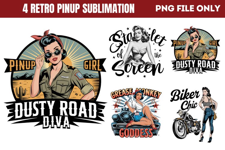 Glamour on the go PNG, Retro PinUp Sublimation PNG