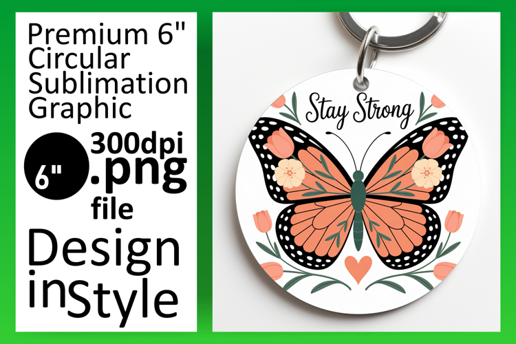 Stylish Round Design for Sublimation , Butterfly