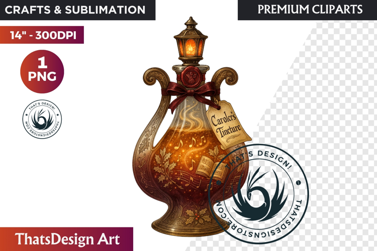 Christmas Winter Potion Bottles PNG, Magical Holiday Clipart