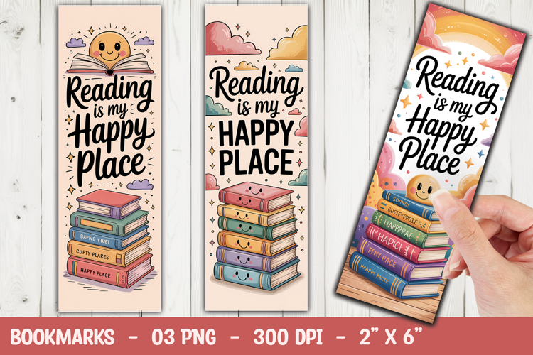 Reading Happy Place Bookmark Sublimation