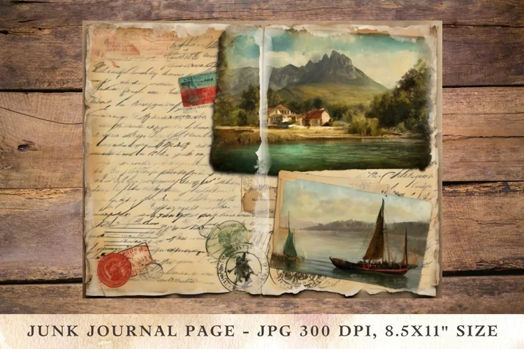 Printable Junk Journal Pages postcard landscape 11