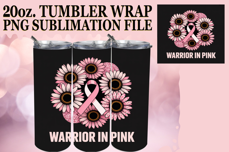 Cheerful escapes 20oz tumbler wrap, Breast Cancer