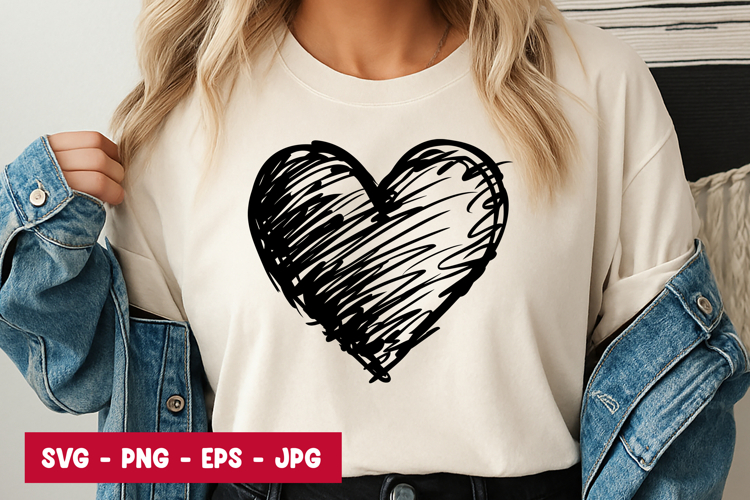 Hand Drawn Black Heart SVG PNG