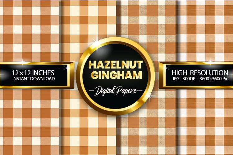 Hazelnut Gingham Digital Papers - 04 Variations example image 1