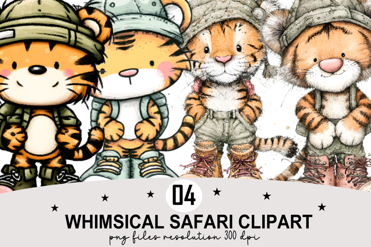 Whimsical Safari Clipart Watercolor PNG