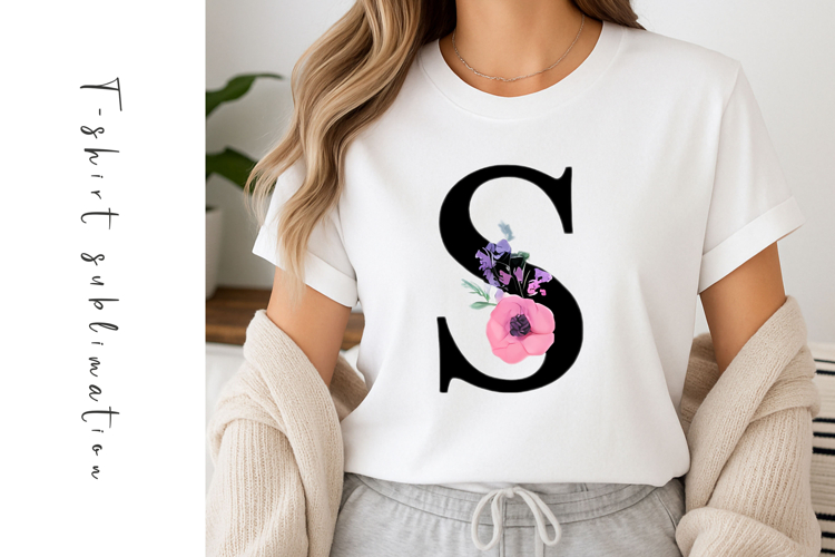 Alphabet, Letters, Monogram, Purple and Pink Flowers