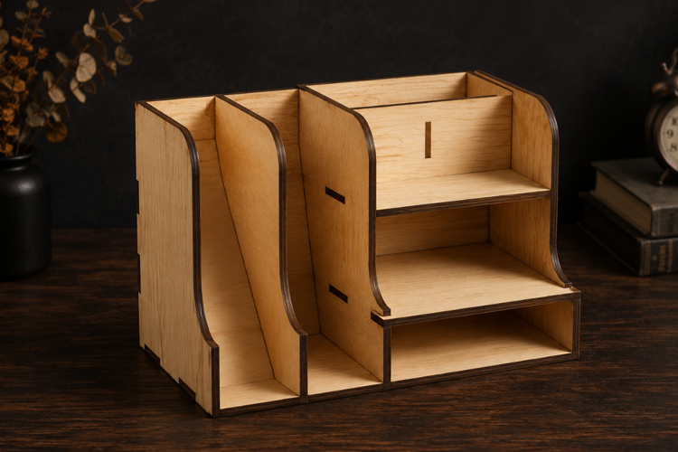 Wooden Desk Organizer Shelf Laser Cut SVG