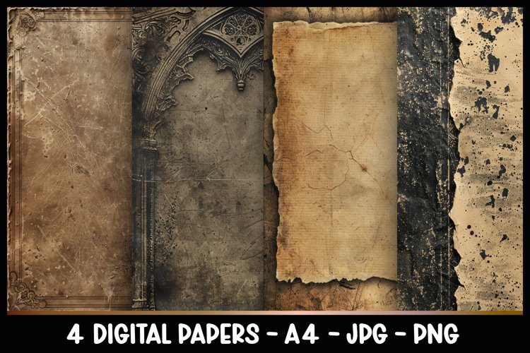 4 Vintage Digital Papers I Junk Journal Pages