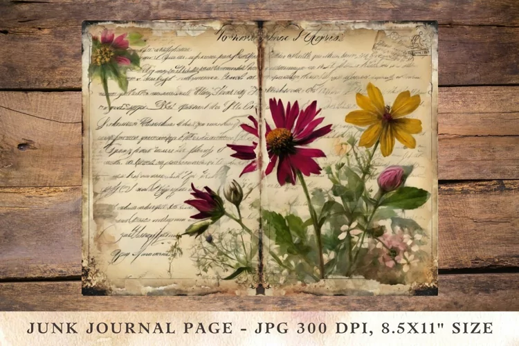 Printable Junk Journal Pages wildflower 3