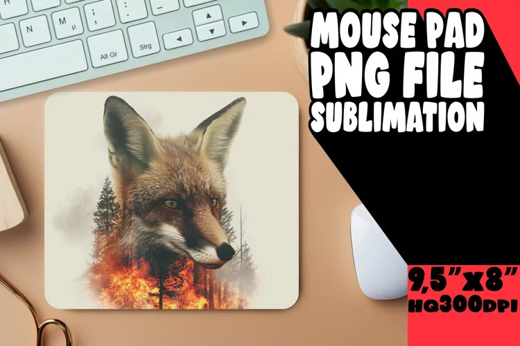 Wildfire Animal Shape Mouse Pad - Sublimation, Abstract