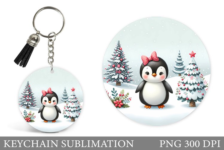Christmas Penguin Keychain. Christmas Keychain Design example image 1
