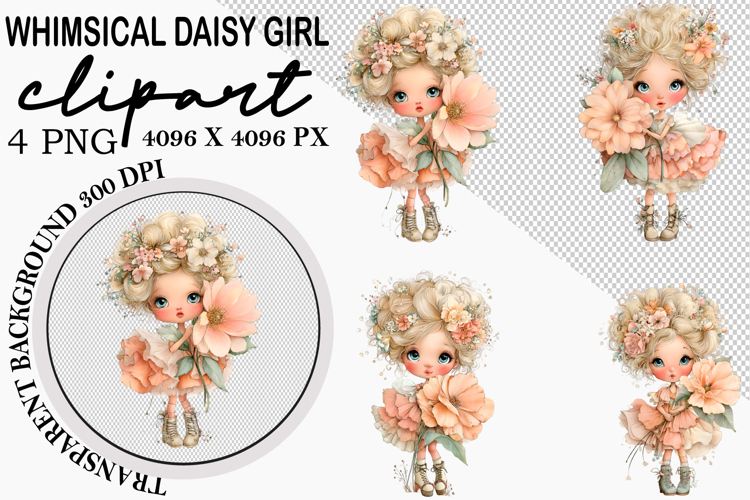 Whimsical Girl Clipart Watercolor png