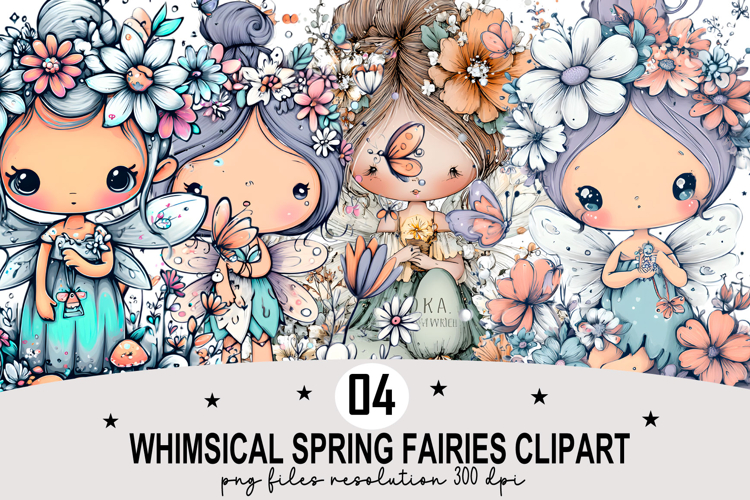 Whimsical Spring Fairies Clipart Watercolor PNG