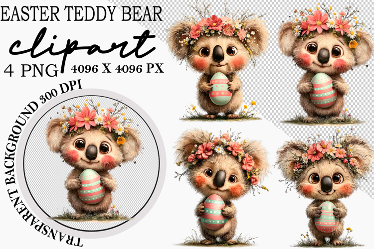 Whimsical Easter Teddy Bear Clipart