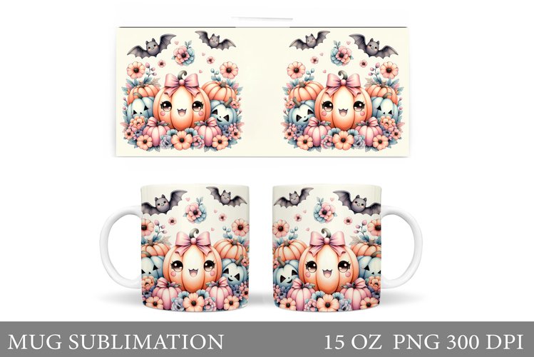 Cute Pumpkin Mug Design. Cute Halloween Mug Sublimation example image 1