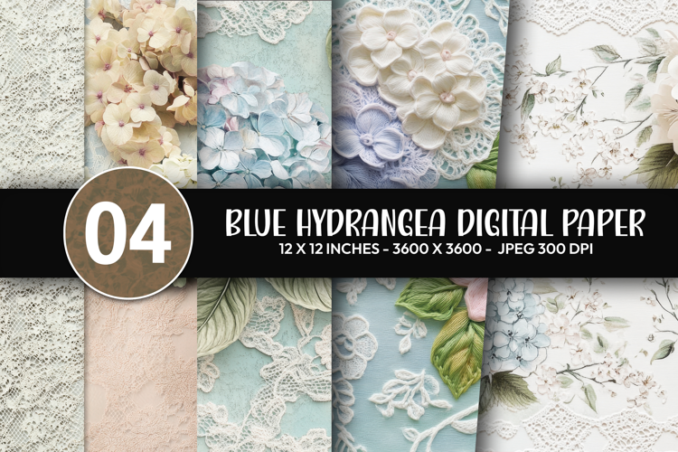 Blue Hydrangea Digital Paper