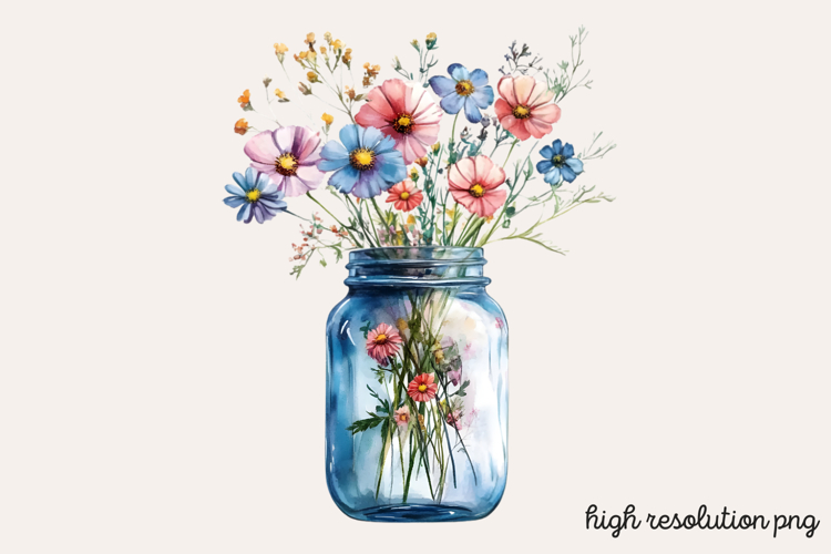 Watercolor Spring Garden Clipart PNG