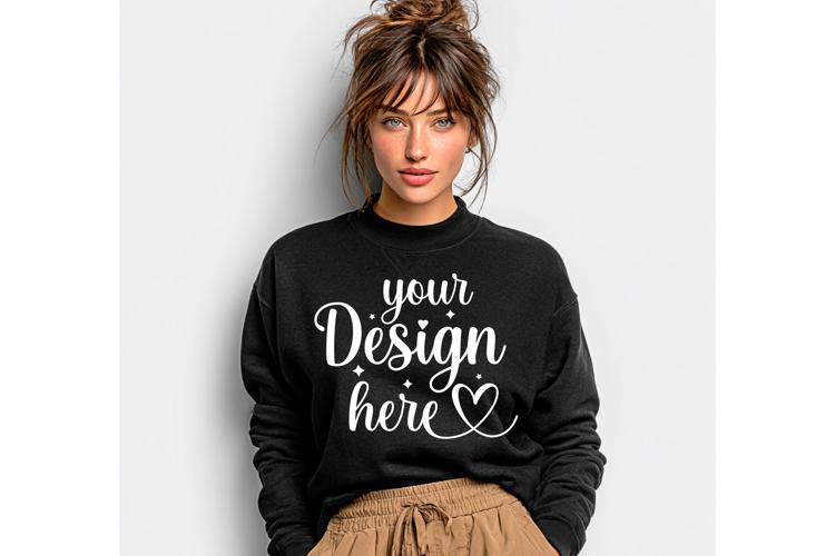 Gildan 18000 Black mockup, Gildan blank mockup