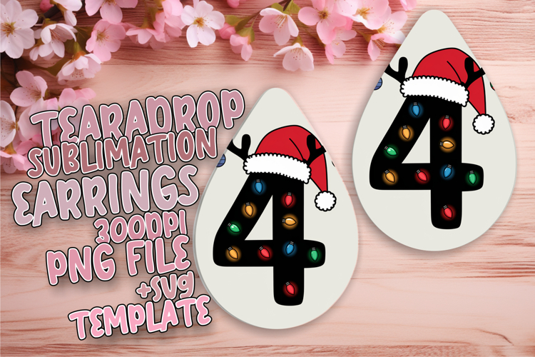 Stylish Teardrop Earrings Template PNG , Christmas