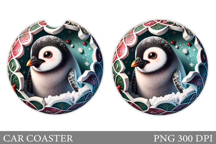 Cute Penguin Car Coaster. Cute Penguin Coaster Sublimation
